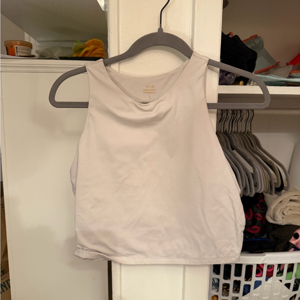 Cropped White Tank Top - Women's Sleeveless Workout Top